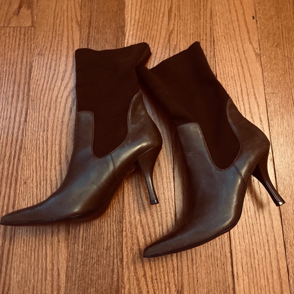 Nine West Shoes - 🤎 Brown Leather Fabric Pointed Boot by Nine West